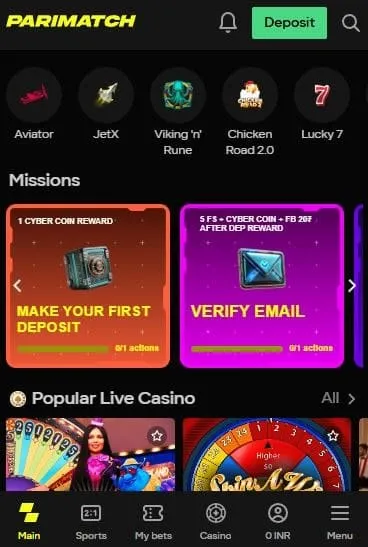 Parimatch casino games