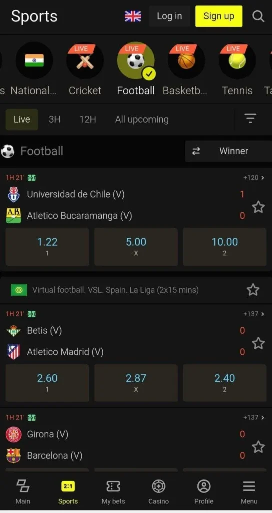 Parimatch football betting