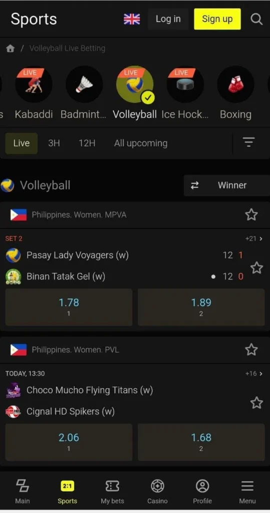 Parimatch volleyball online betting
