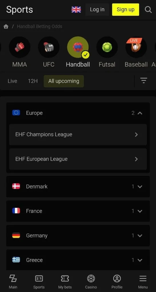 Parimatch handball online betting