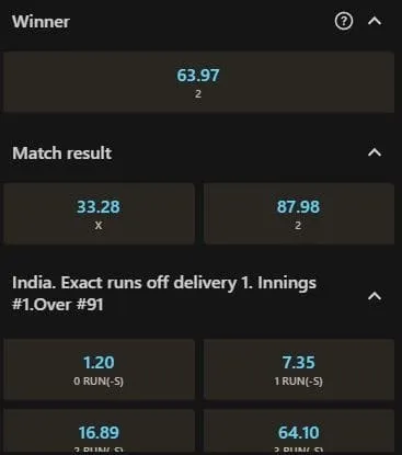 Cricket betting on Parimatch