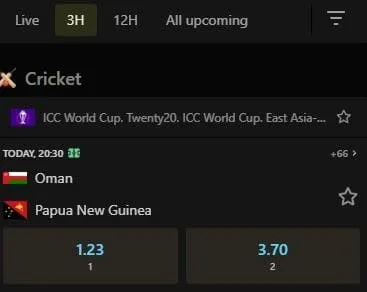 Cricket betting on Parimatch