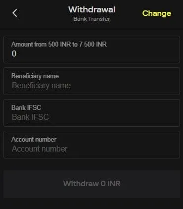 Parimatch withdrawal