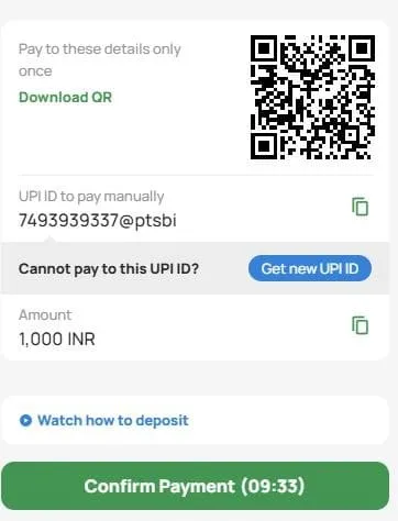 Parimatch UPI deposit