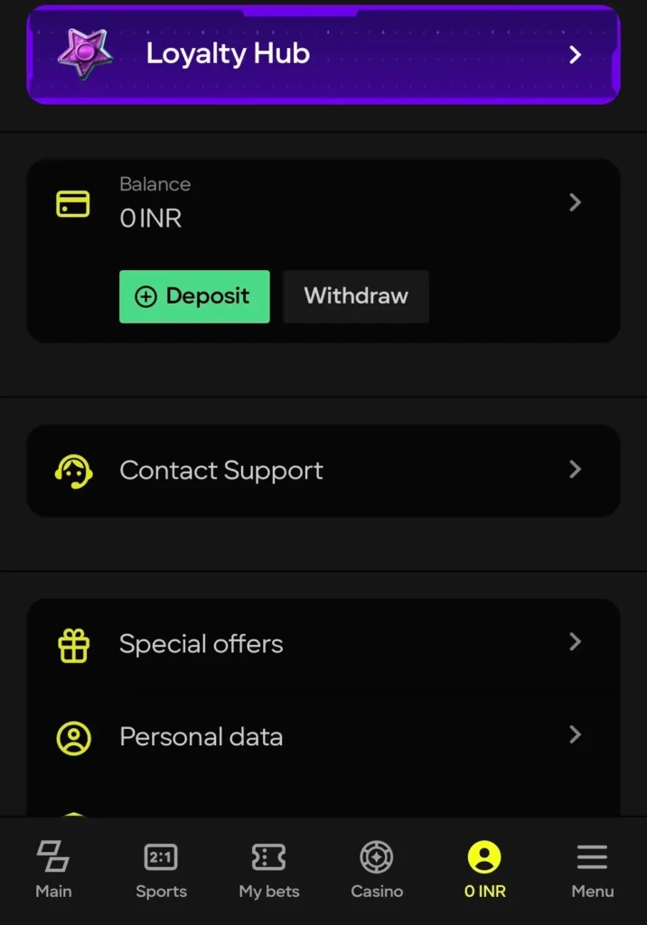 Parimatch mobile app payments