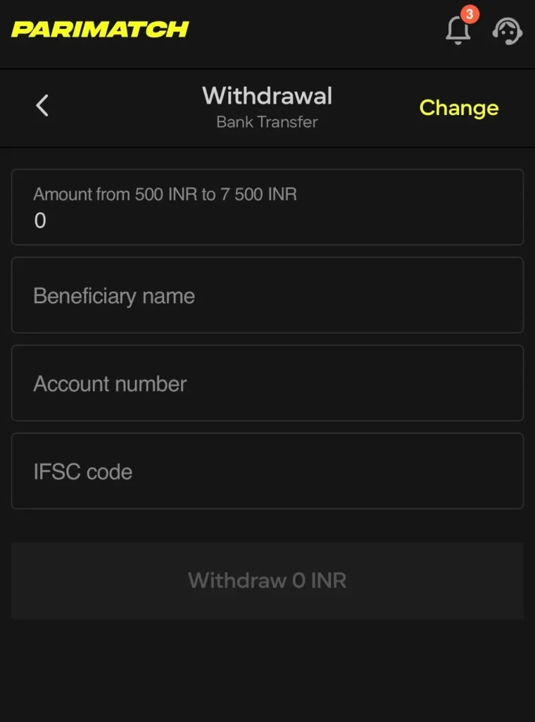 Parimatch mobile app withdrawal