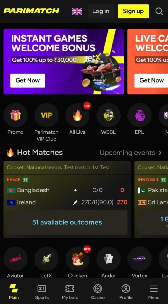 Parimatch registration