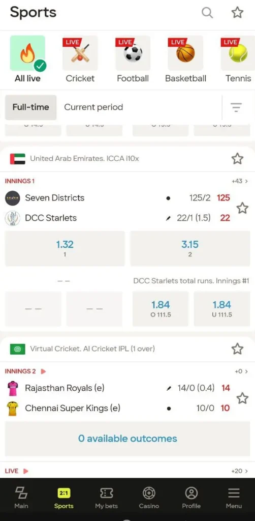 Live sports betting Parimatch