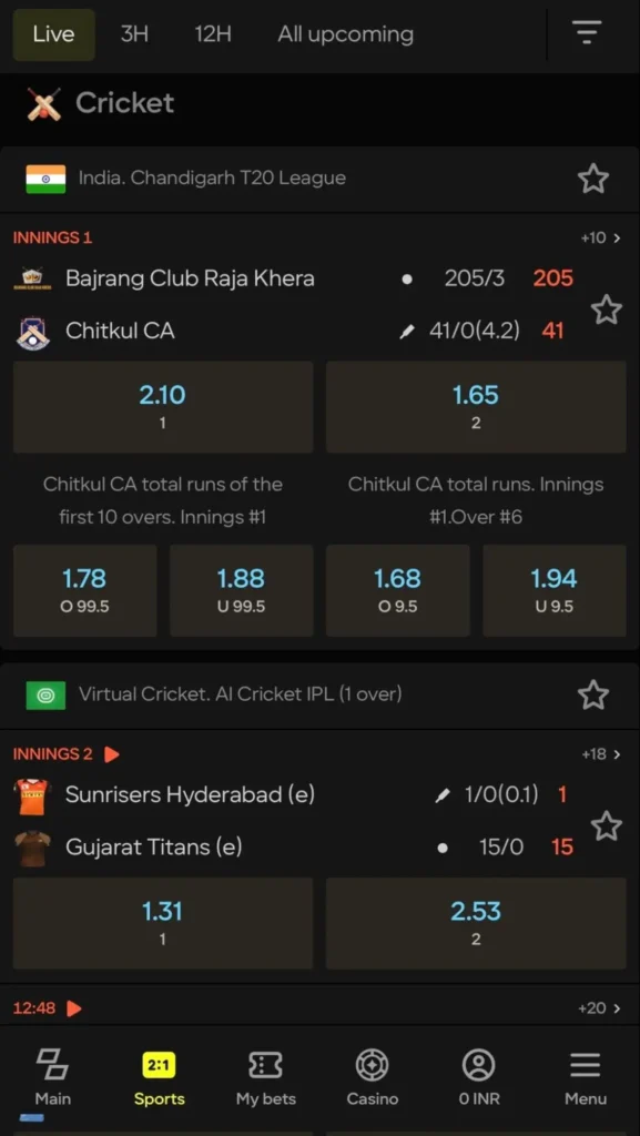 Sports betting on the Parimatch app