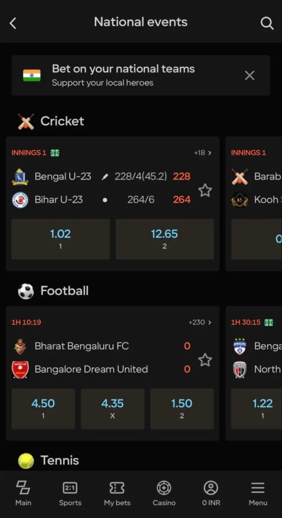sports betting Parimatch app