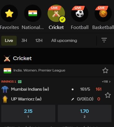 Cricket live betting Parimatch