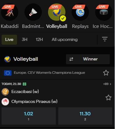 volleyball live betting Parimatch