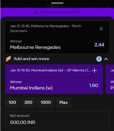 cricket live betting Parimatch