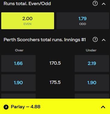 BBL live betting Parimatch