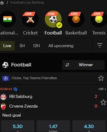 football live betting Parimatch