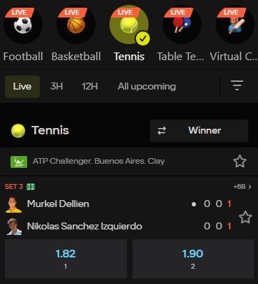 tennis live betting Parimatch