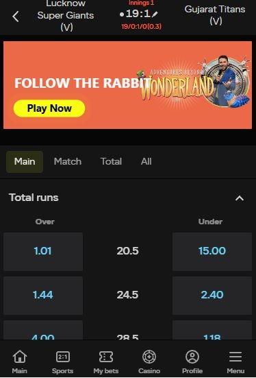virtual cricket betting Parimatch