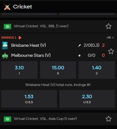 virtual cricket betting Parimatch