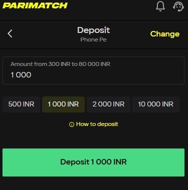 Parimatch PhonePe deposit