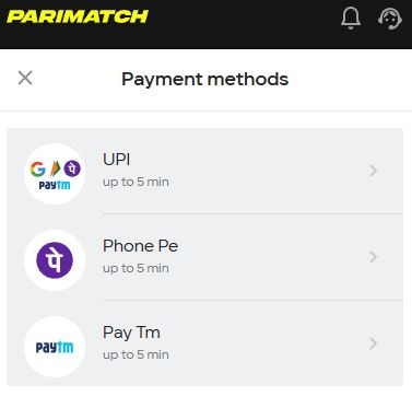 Parimatch UPI deposit