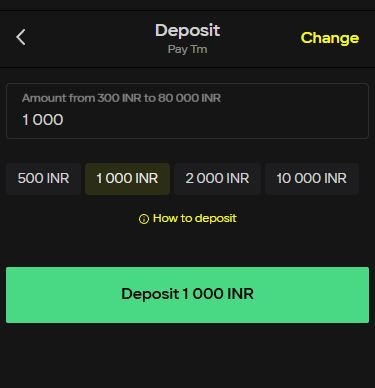 Parimatch Paytm deposit