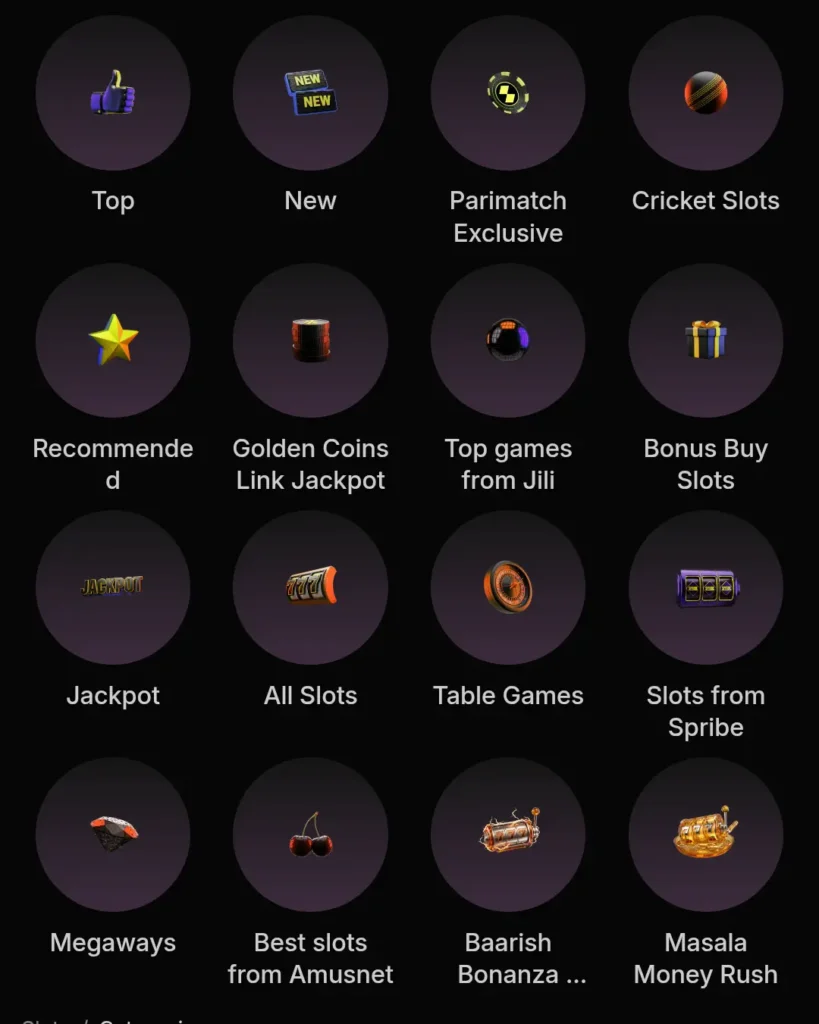 Parimatch online slot collection