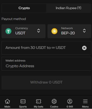 Parimatch crypto casino withdrawal