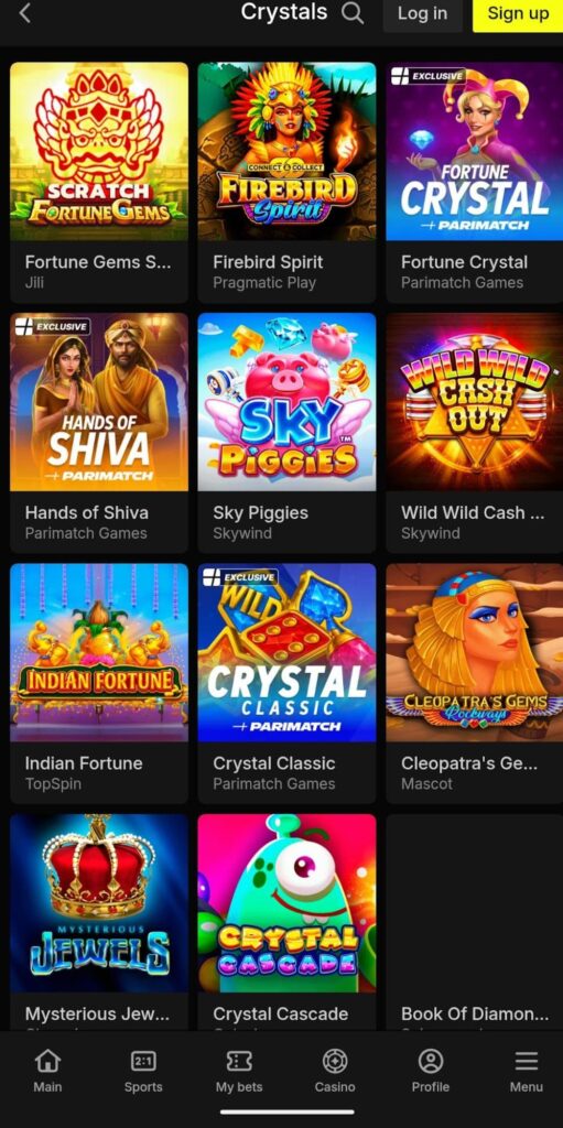 Parimatch crystal slots