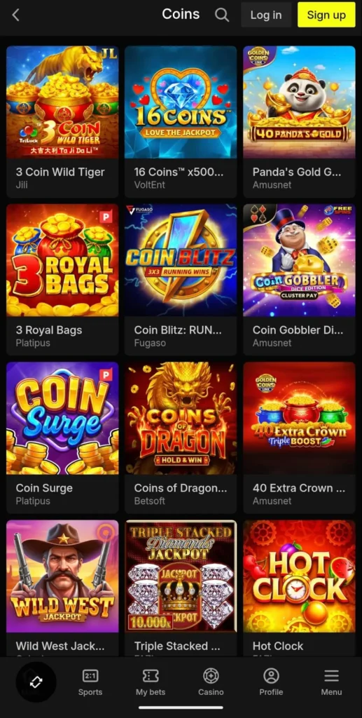 Parimatch coin theme slots