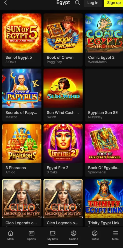 Parimatch egyptian slots