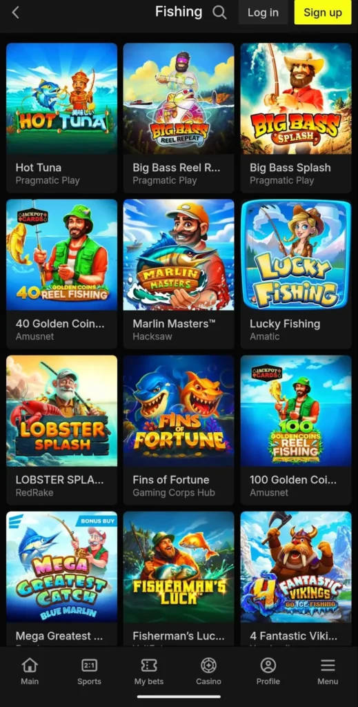 Parimatch fishing slots