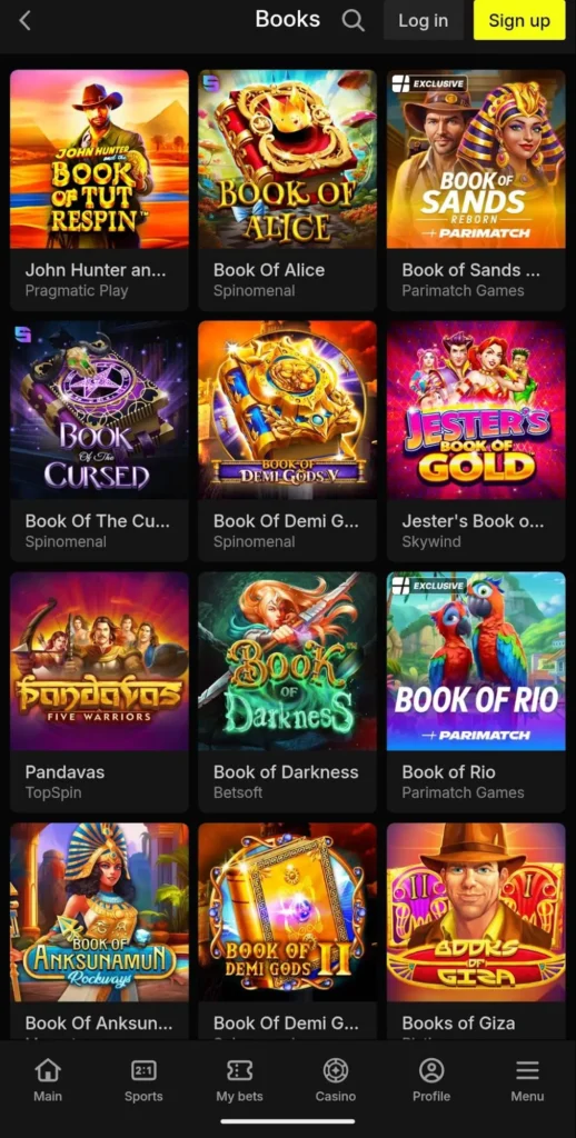 Parimatch book slots