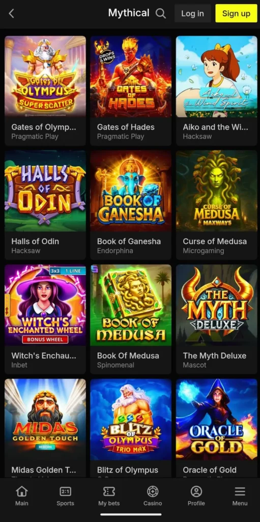 Parimatch mythical slots