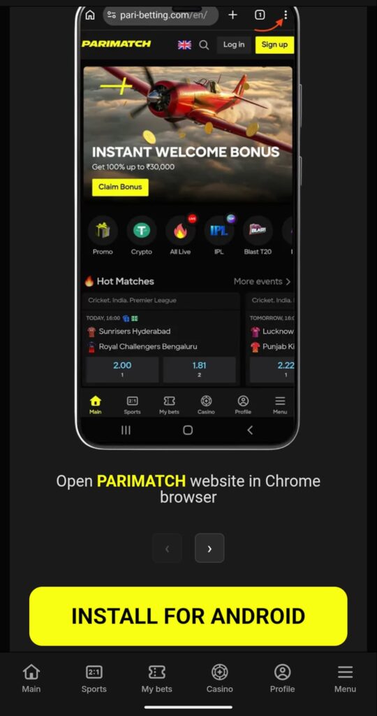 Parimatch slot mobile app
